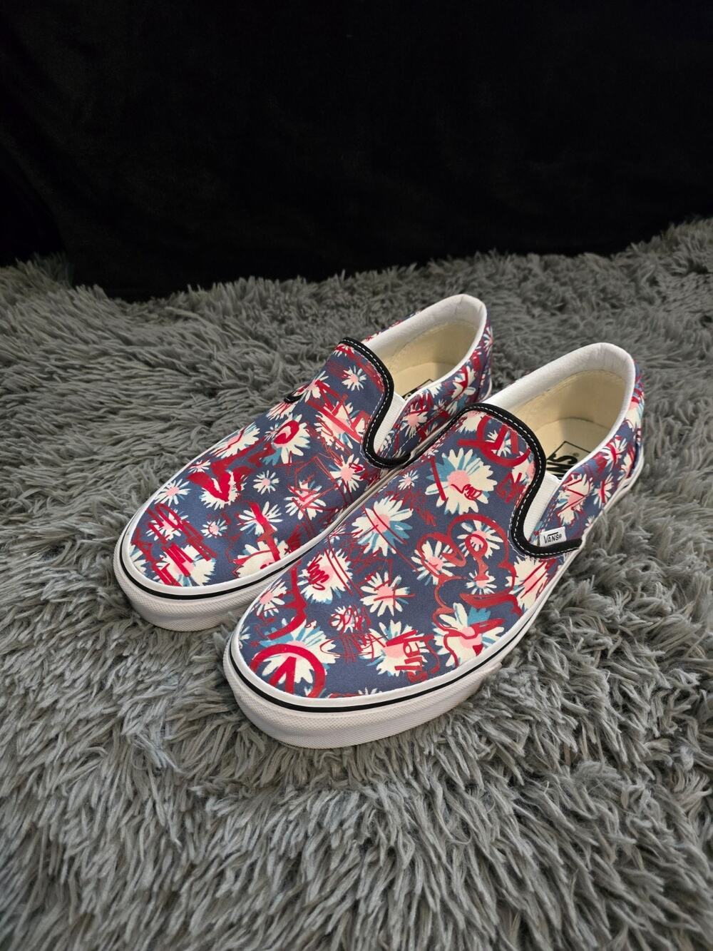 Vans Floral Slip Ons, Size - Men's 10.5 - Women's 12